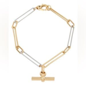 NWT ALLSAINTS Two Tone Paperclip Link Bracelet